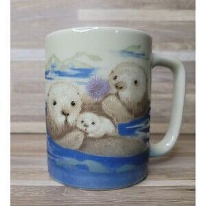Otagiri Japan Sea Otter Seal Family with Baby Mug Ceramic‎ Nice!